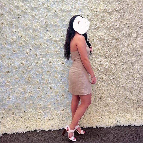 EUC BEAUTIFUL beige taupe almond mini short dress halter top from Bohme - Picture 2 of 6